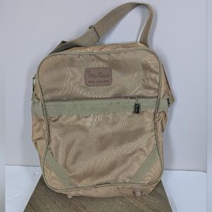Vintage Pierre Cardin Messenger Bag | Tan Nylon Shoulder Bag with Adjustable Str